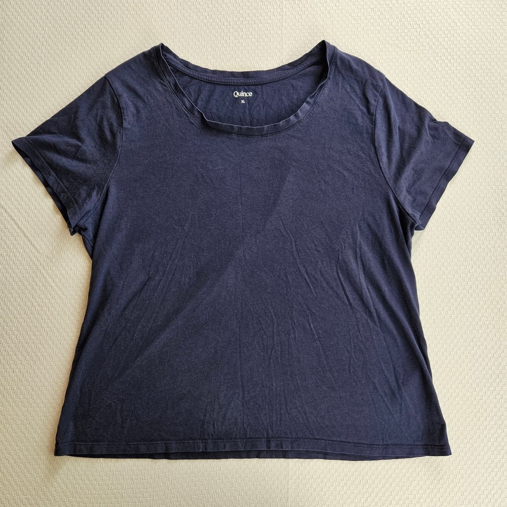 Quince Navy Blue Cotton Modal Scoop Neck Short Sleeve T-Shirt Womens XL Classic